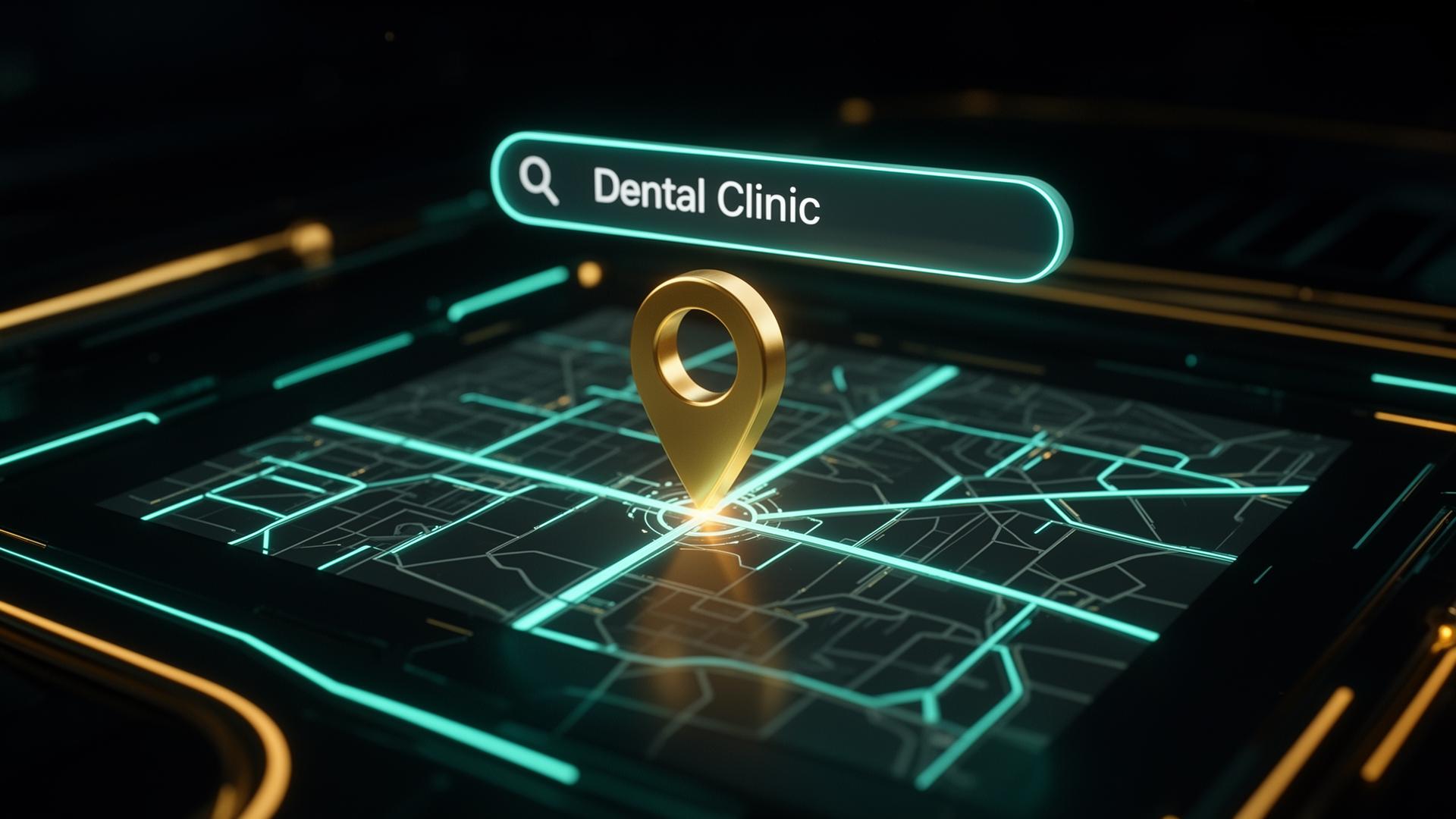 Google local search results with dental clinic map pin