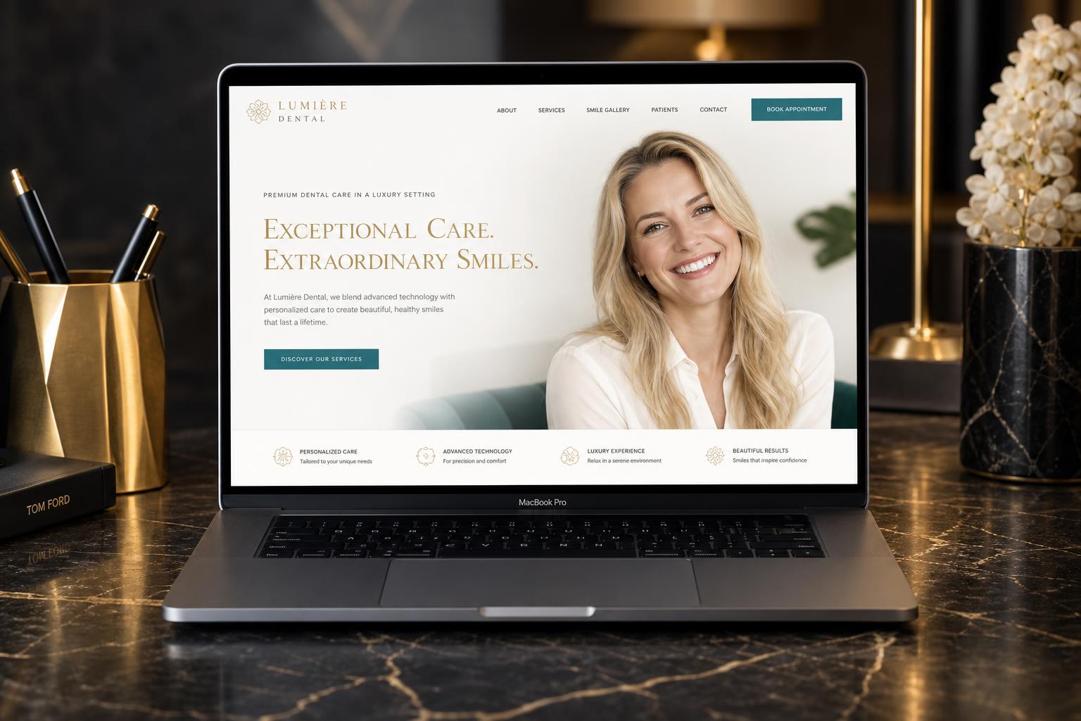 High-converting dental clinic website on laptop